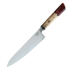 סכין שף דמשק גיוטו ידית אדומה