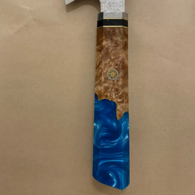 סכין שף דמשק גיוטו ידית כחולה